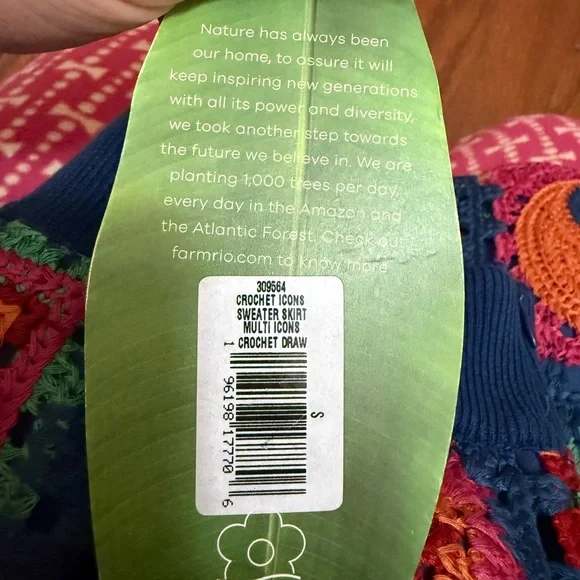 Farm Rio Crochet Icons Sweater Skirt Multi Icons Mini Skirt Size S 309564 NWT - Picture 6 of 6